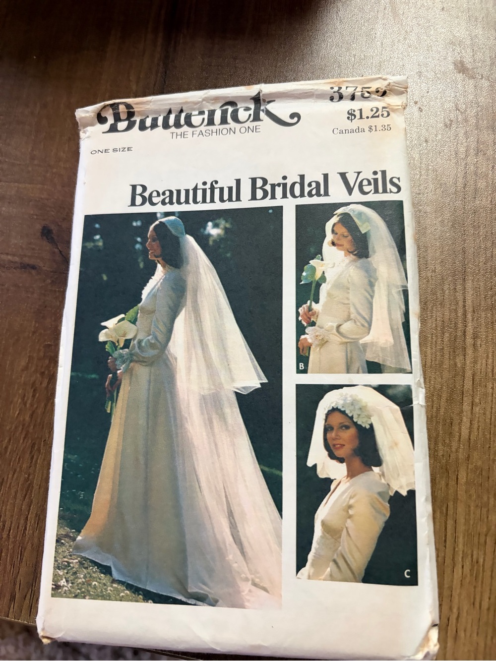 Vintage 1970's Butterick 3753 Bridal Veils Sewing Pattern Uncut Factory Folded